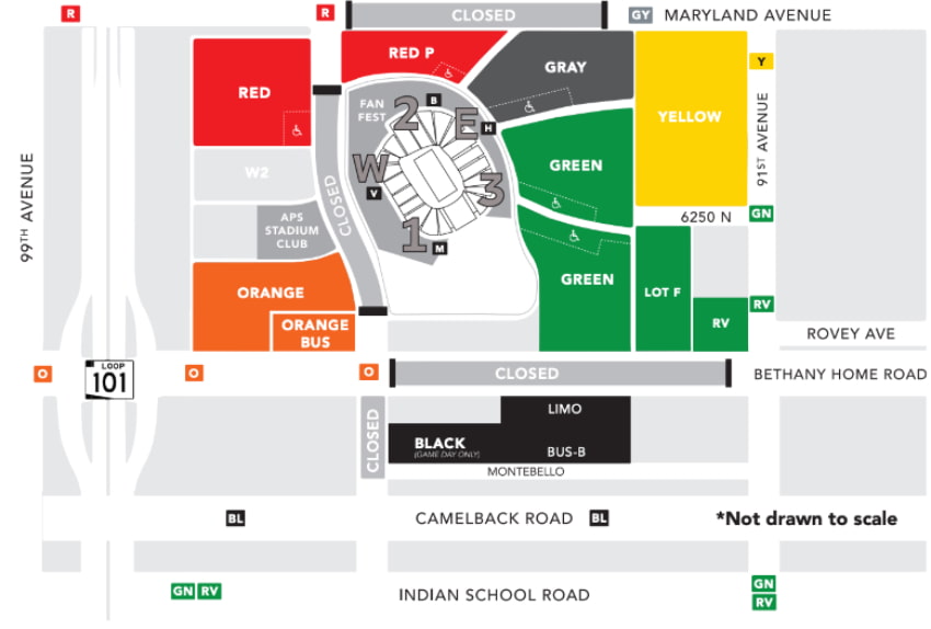 parking map for the fiesta bowl at state farm stadium