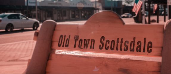 a bench in old town scottsdale